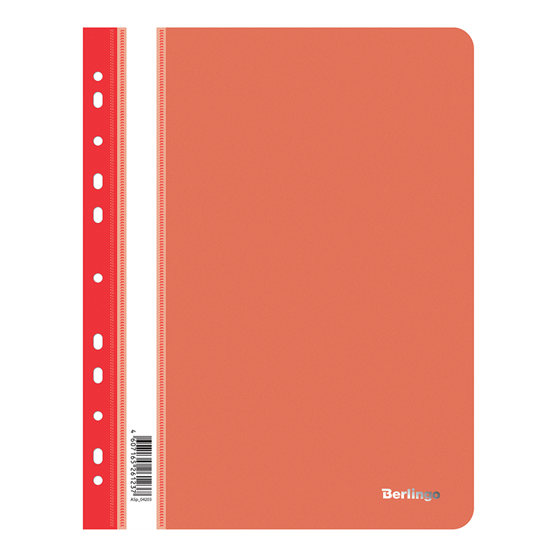 Папка-скоросшиватель пластик. перф. Berlingo, А4, 180мкм, красная