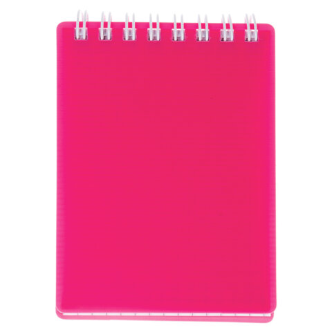 Блокнот МАЛЫЙ ФОРМАТ А7, 80 л., гребень, обложка пластик, клетка, HATBER, "LINE NEON", розовый, 081520, 80Б7В1гр_03033