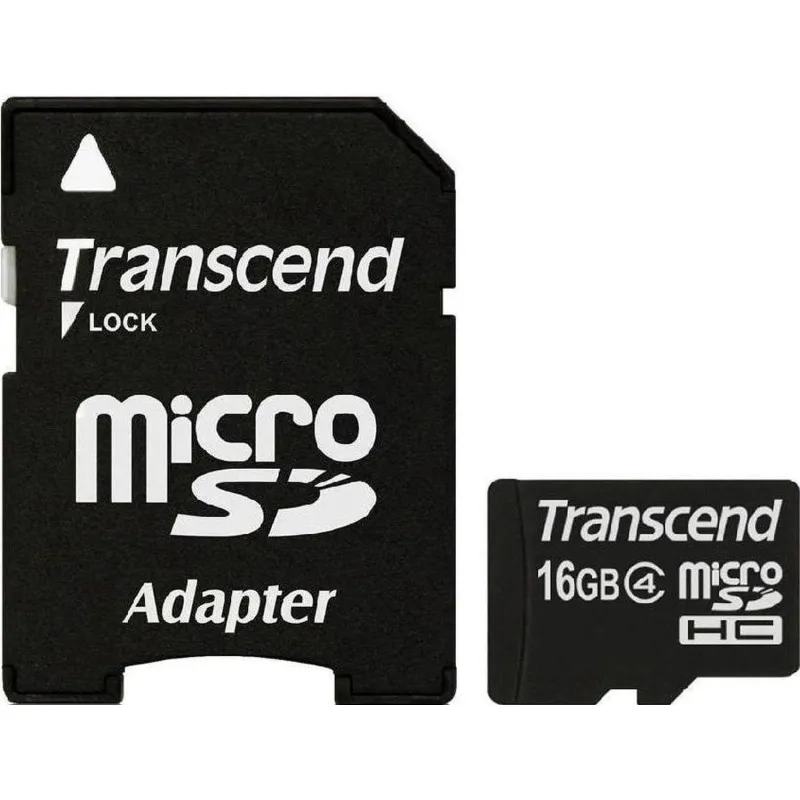 Карта памяти Transcend microSDHC 16GB Class4+адаптер(TS16GUSDHC4)