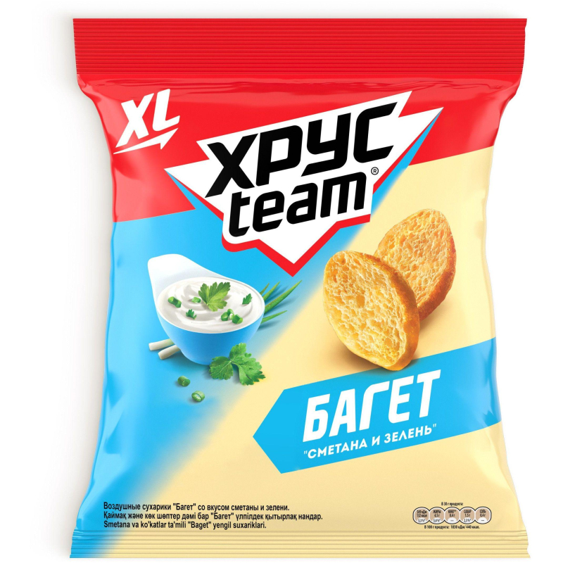 Сухарики Хрустим багет сметана/зелень, 100г