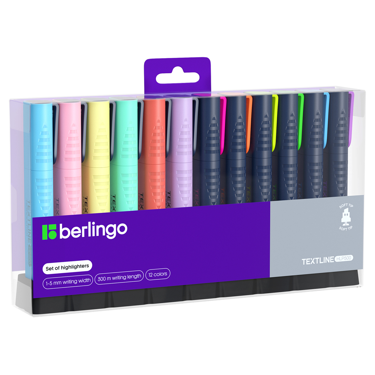 Набор текстовыделителей Berlingo "Textline HLP500" 12цв., 1-5мм, PET-бокс с ЕП