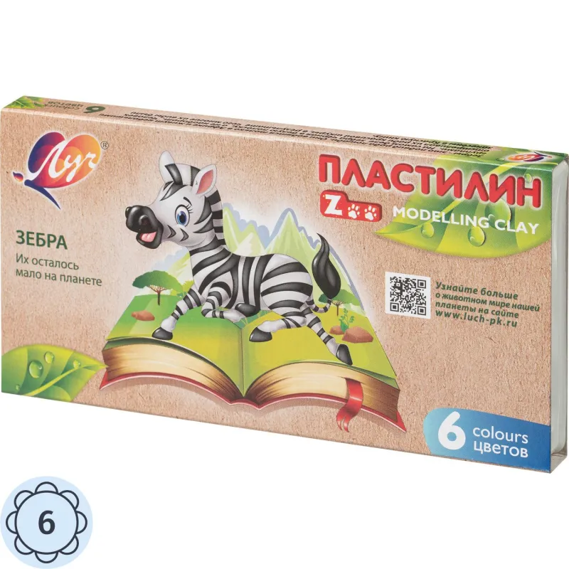 Пластилин классический Луч Zoo 6 цветов 90 г