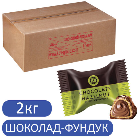 Конфеты вафельные O'ZERA "Chocolate Hazelnut" с начинкой из фундучной пасты в шоколаде, гофрокороб 2