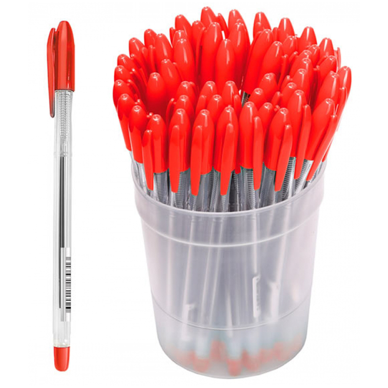 Ручка шариковая Стамм "VeGa" красная, 0,7мм, прозрачный корпус