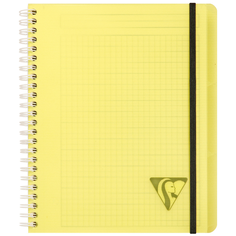 Бизнес-тетрадь 90л., А5+, клетка на гребне Clairefontaine "Proactiv'Book", пластик. обложка, желтая, 90г/м2