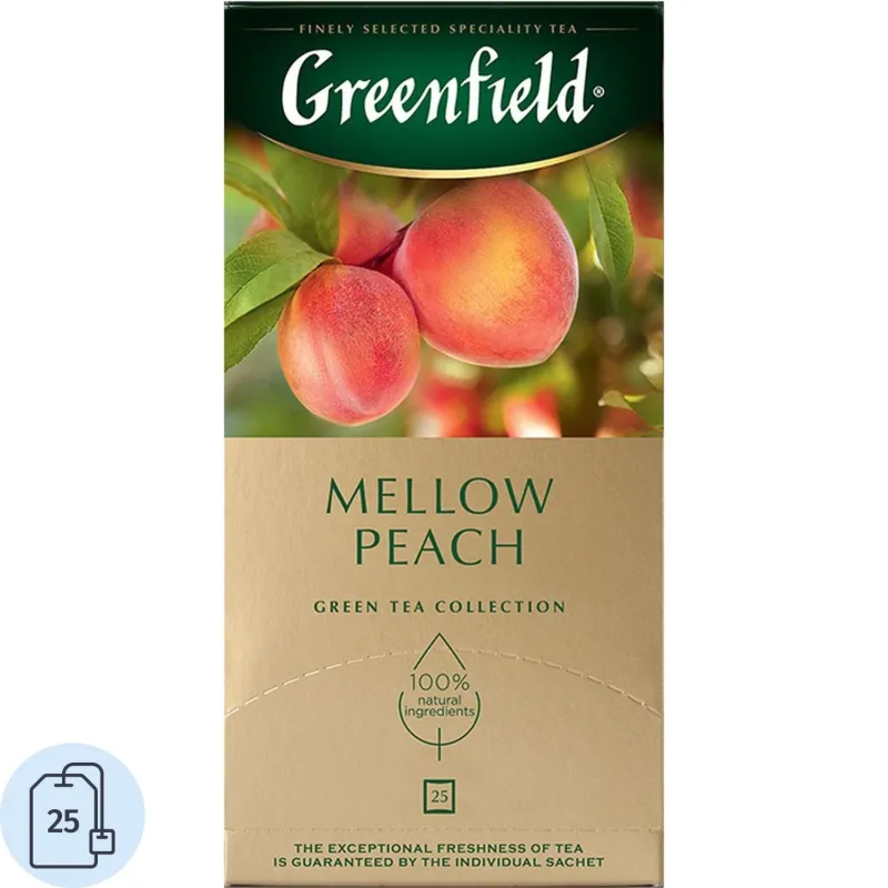Чай Greenfield Mellow Peach зеленый с персиком и мандарином 25 пакетиков Чай Greenfield Mellow Peach зеленый с персиком и мандарином 25 пакетиков