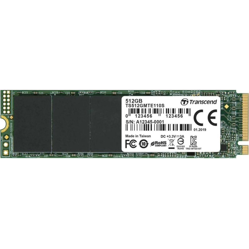 SSD накопитель Transcend MTE110S(TS512GMTE110S),512GB, M.2,NVMe,PCIe 3.0 x4