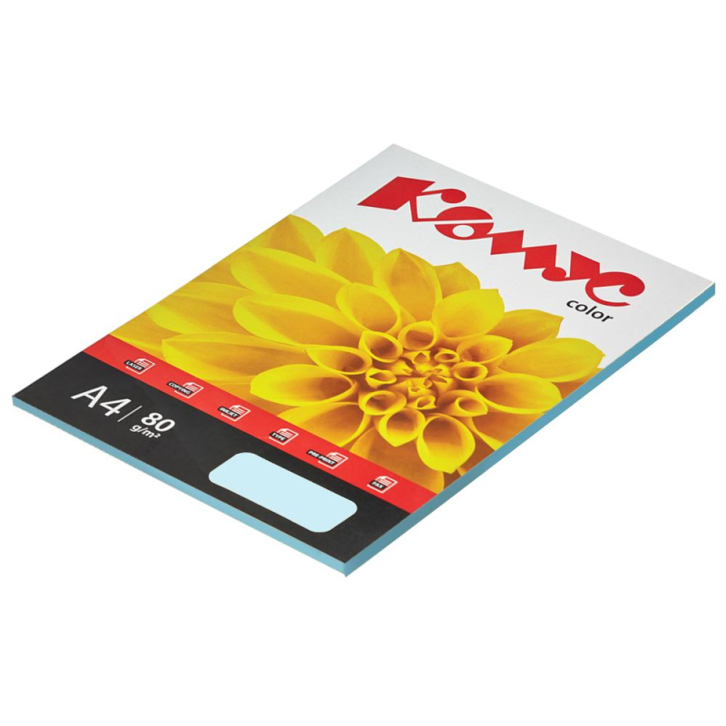Бумага цветная для офисной техники Комус Color голубая пастель (А4, 80 г/кв.м, 50 листов)