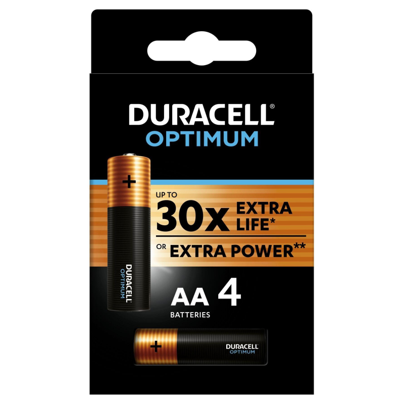 Батарейка AA пальчиковая Duracell Optimum (4 штуки в упаковке)