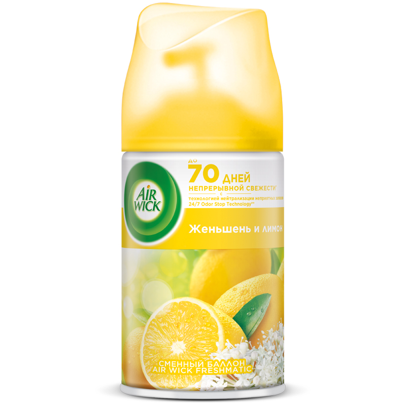 Сменный баллон для освежителя воздуха Airwick Freshmatic "Лимон и Женшень", 250мл