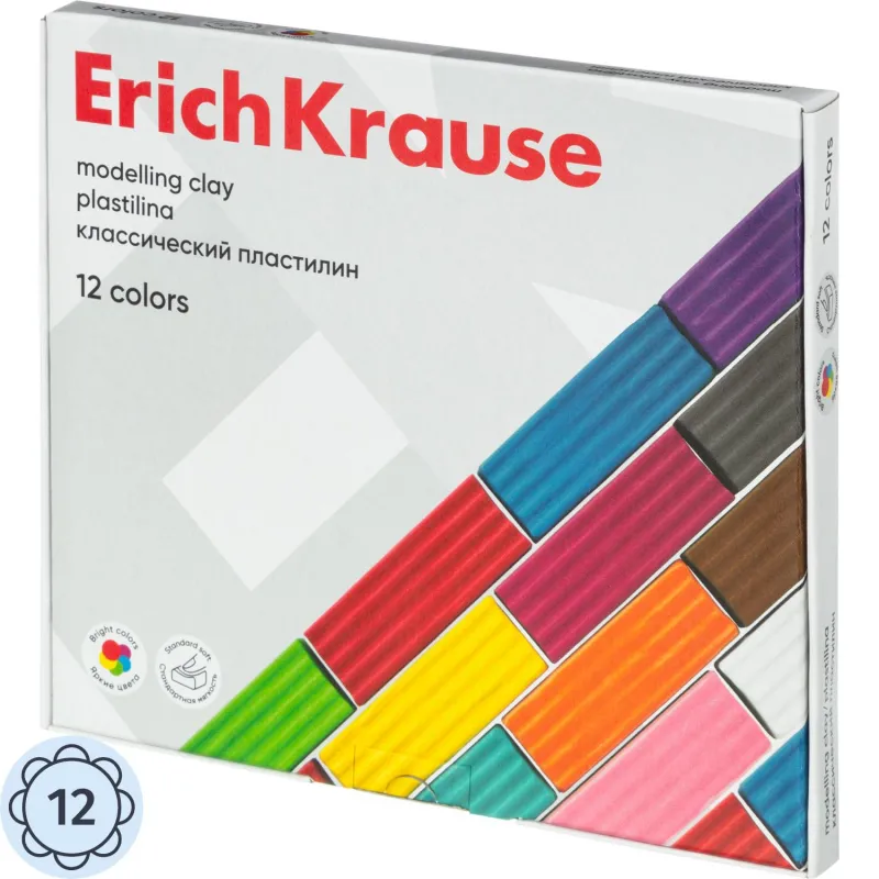 Пластилин классический ErichKrause Basic 12 цветов 192 г