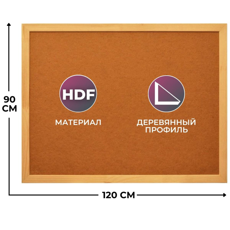 Доска 90х120 см Attache Economy HDF деревянная рама