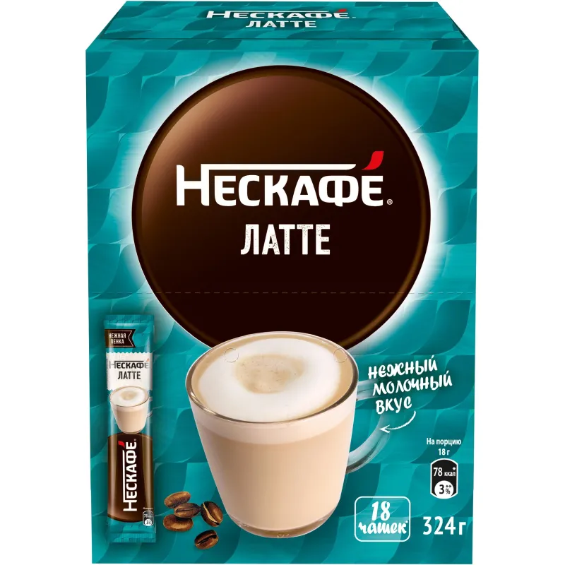 Кофе Nescafe Latte раств., шоу-бокс, 18гх18шт/уп
