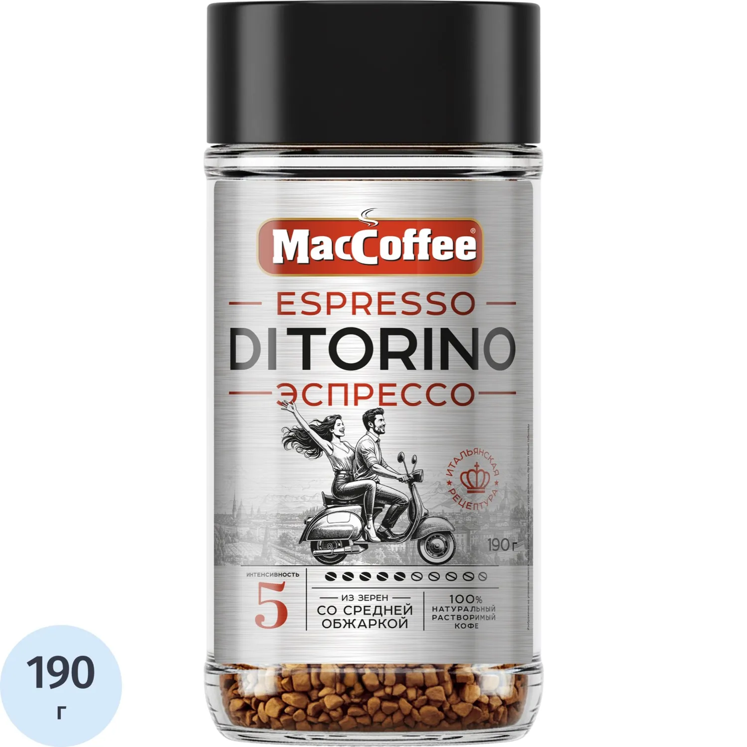 Кофе растворимый MacCoffee Espresso Di Torino 190 г (стеклянная банка)