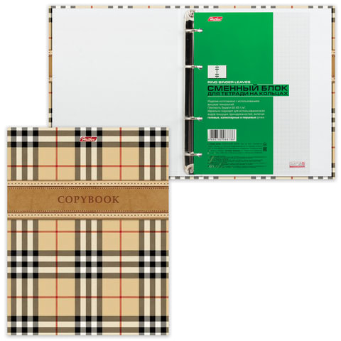 Тетрадь на кольцах А5 (170х220 мм), 240 л., обложка ламинированный картон, клетка, HATBER, "Шотландк