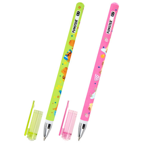 Ручка шариковая с принтом FUNSTER (ФАНСТЕР) STICK "CUTE CAPY", СИНЯЯ, SOFT TOUCH покрытие, узел 0,7 мм, линия письма 0,35 м, 14439