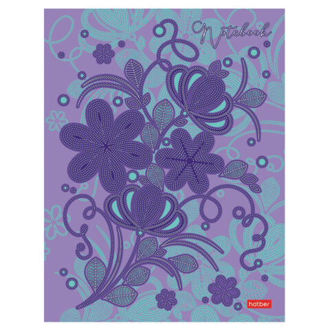 Блокнот А5 167х216 мм, 80 л., твёрдый, клетка, матовая ламинация, блок 5 цветов, HATBER, "Искусство орнамента", 085277, 80ББ5лофВ1