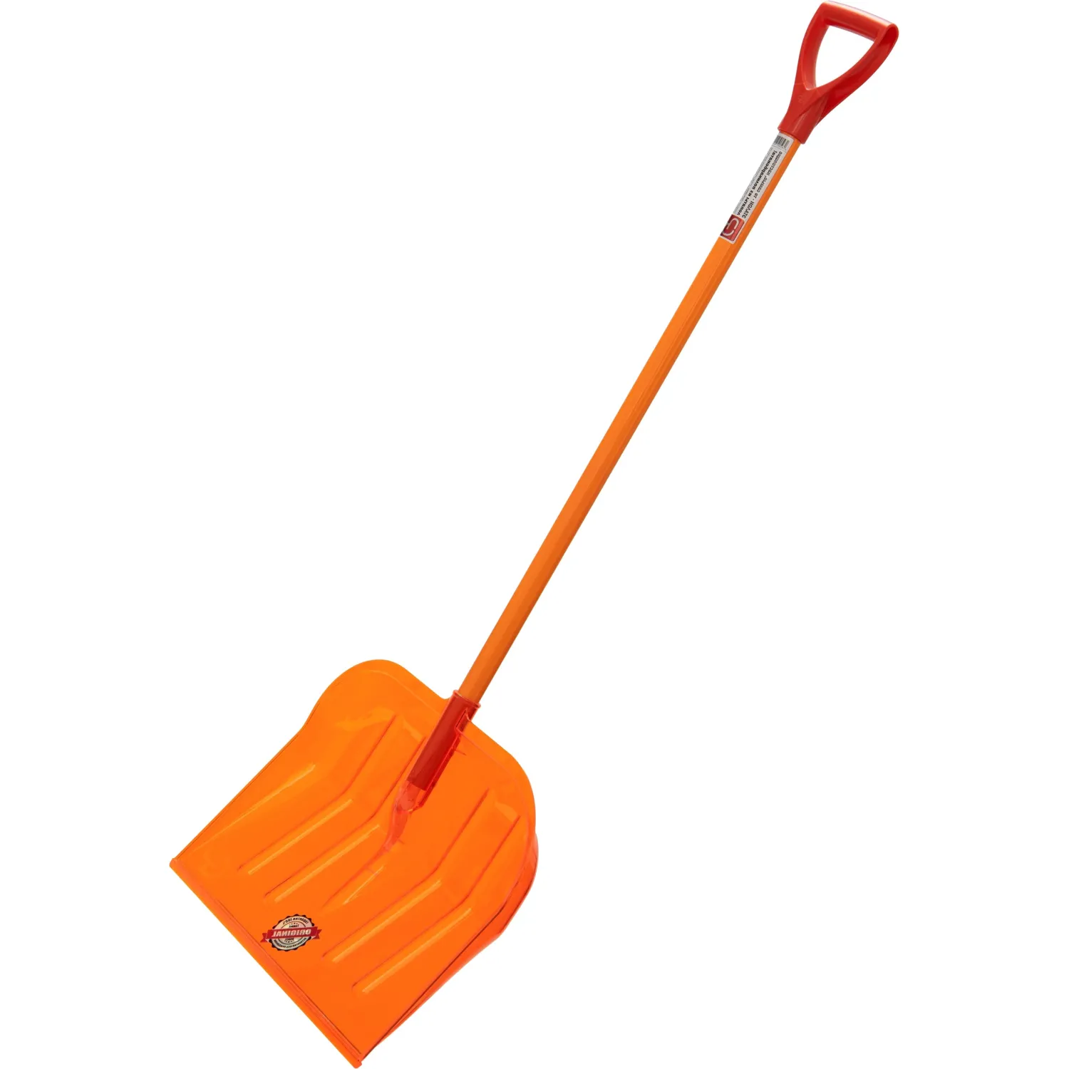 Лопата для уборки снега Эталон Original пластик (поликарбонат) 48x40 см с черенком 100 см (с ручкой на черенке, с рёбрами жёсткости)