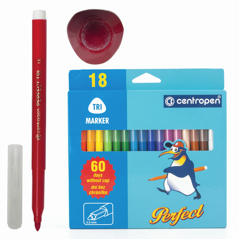Фломастеры 18 ЦВЕТОВ CENTROPEN "Just Perfect", смываемые, устойчивы к высыханию, 2510/18KK, 7 2510 1