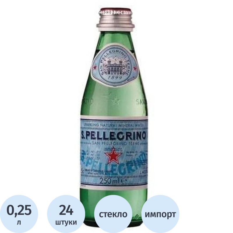 Вода минеральная San Pellegrino стекл. бут.газ 0,25л