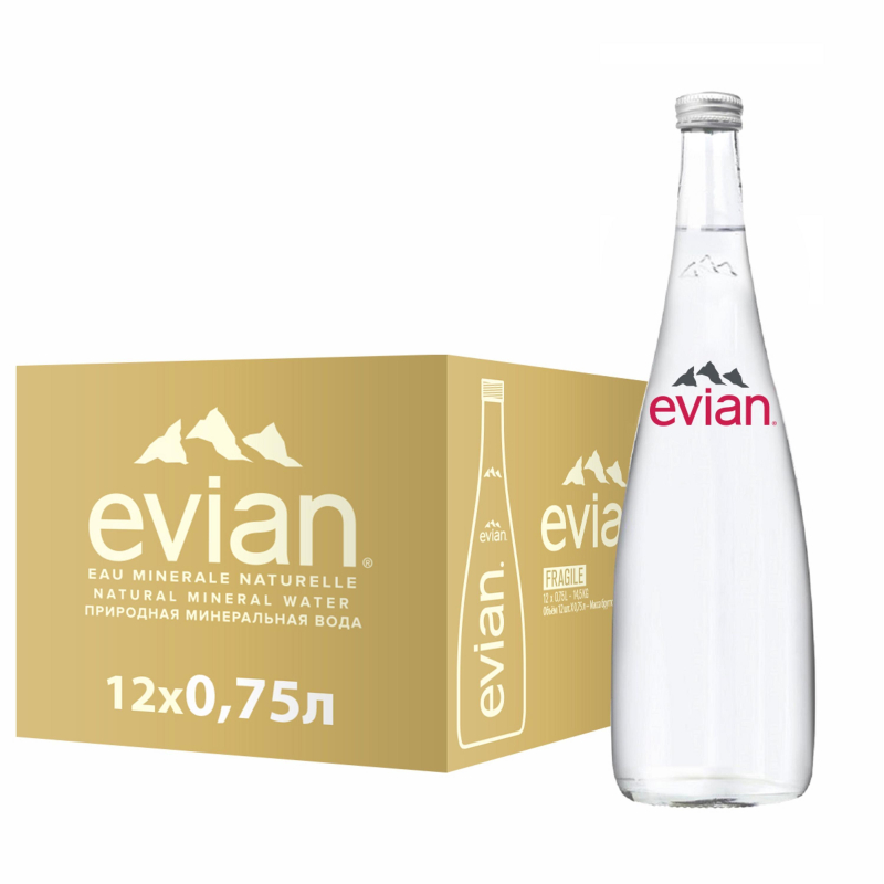 Вода минеральная Evian 0,75 л негаз. ст/бут 12шт/уп