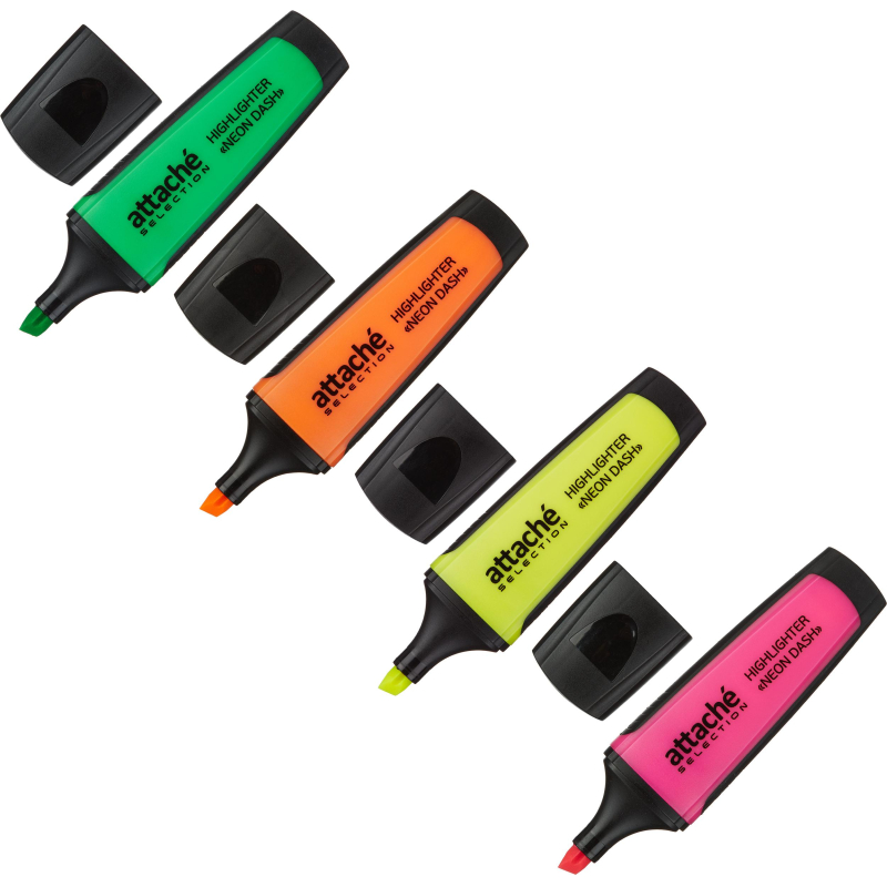 Набор маркеров текстовыделителей Attache Selection Neon Dash 1-5мм наб.4цв
