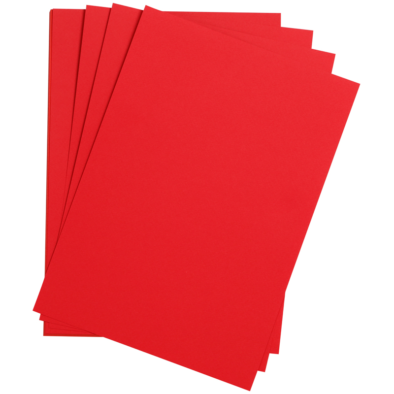 Цветная бумага 500*650мм., Clairefontaine "Etival color", 24л., 160г/м2, ярко-красный, легкое зерно, хлопок
