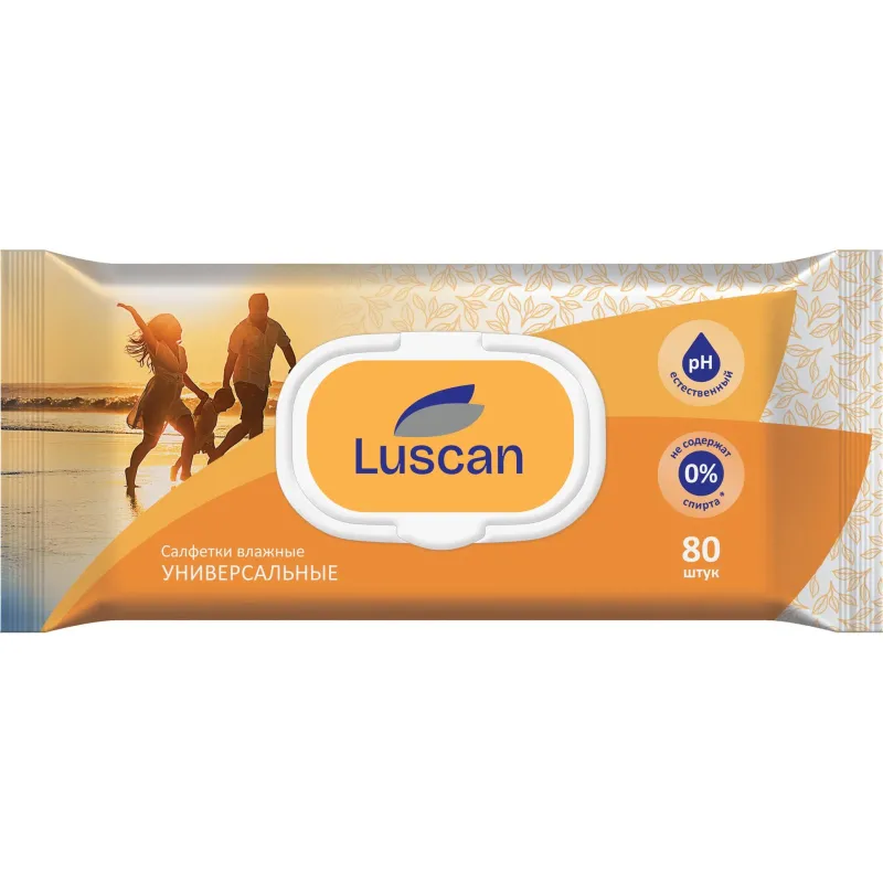 Влажные салфетки с крышкой Luscan 80 штук в упаковке