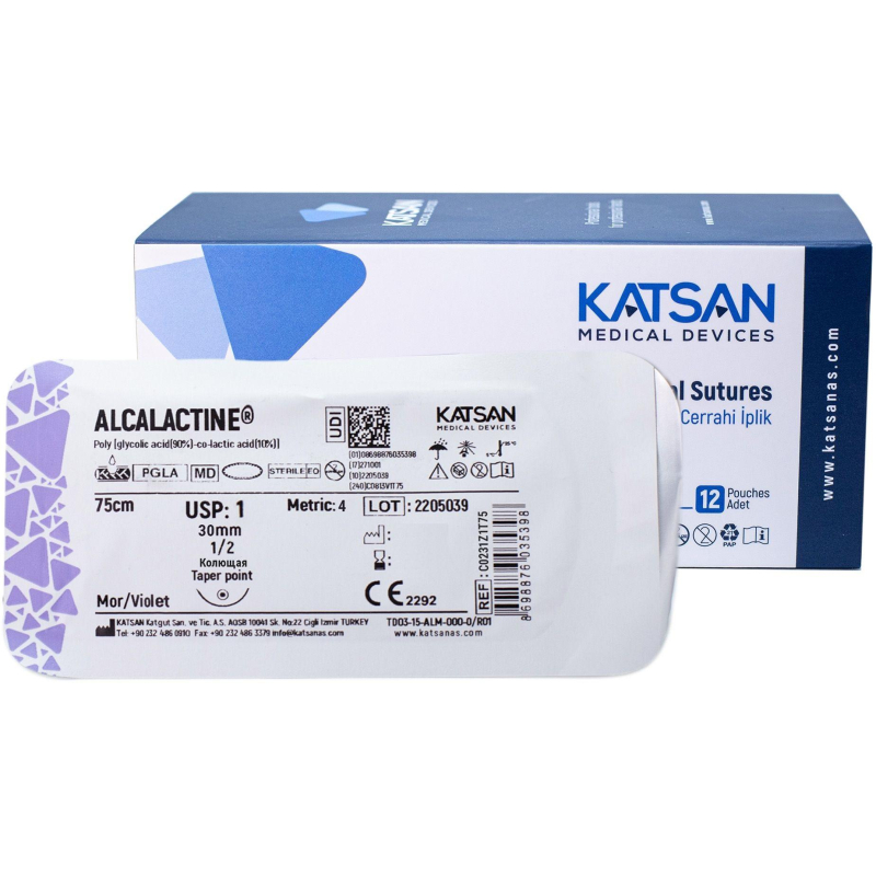 Шовный материал рассас. ALCALACTINE 1  30  1/2 TAPER POINT кол 75 12 шт/уп