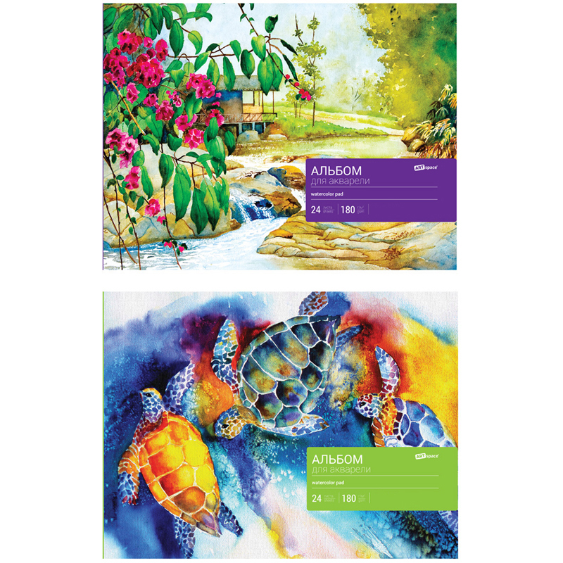Альбом для акварели 24л. А4, ArtSpace, на склейке, блок рис.бум., 180г/м2