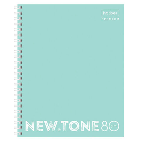Тетрадь А5 80 л. HATBER Premium гребень, клетка, глянцевая ламинация, "NEWtone PASTEL Мята", 80Т5лA1