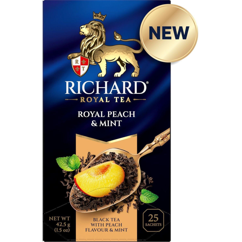 Чай Richard Royal Peach & Mint черный,ароматизированный, 25шт/уп