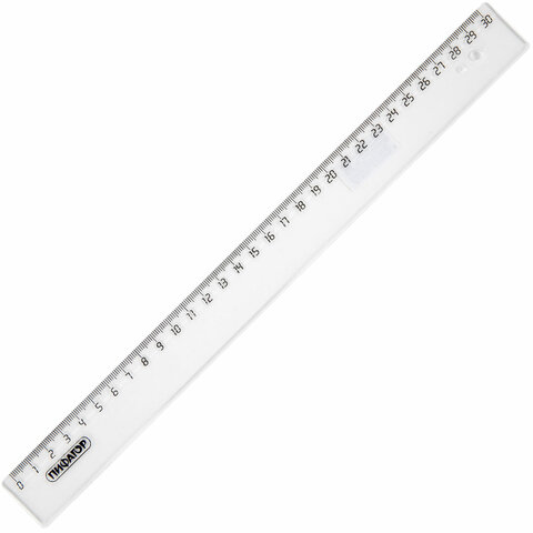 Линейка пластиковая 30 см, прозрачная, бесцветная