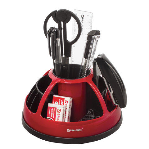 Канцелярский набор BRAUBERG "Микс", 10 предметов, вращающаяся конструкция, черно-красный, блистер, 2 Канцелярский набор BRAUBERG "Микс", 10 предметов, вращающаяся конструкция, черно-красный, блистер, 2