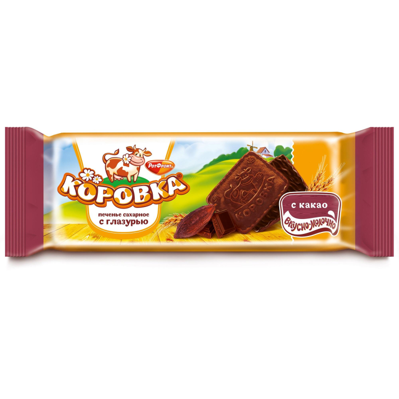 Печенье Коровка сахарное с какао/глазурью, 115г