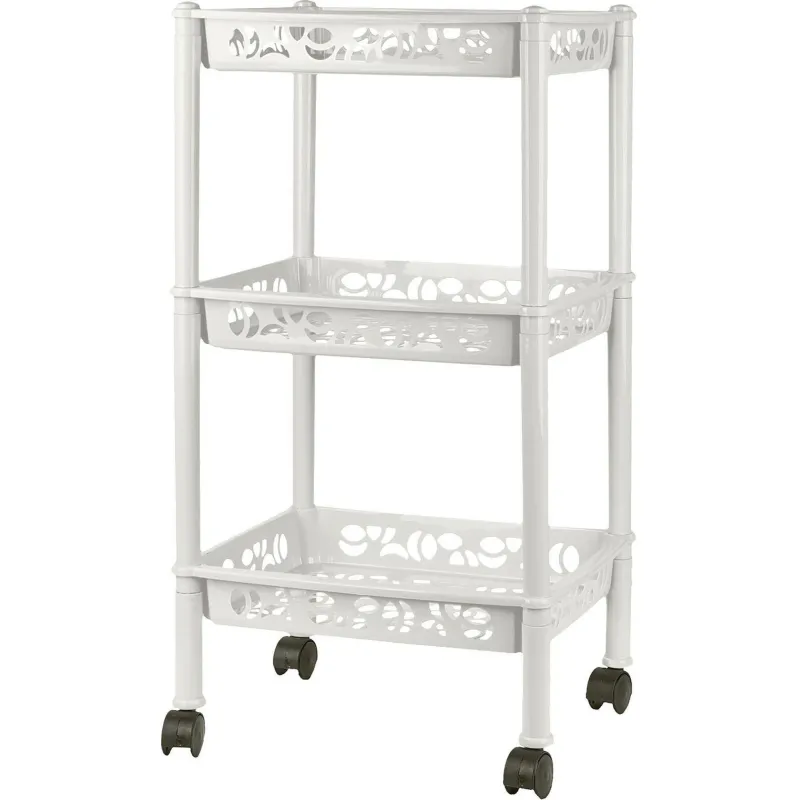 Этажерка PR_Keeplex Light на колесиках 3-х секцион, малая белое облако