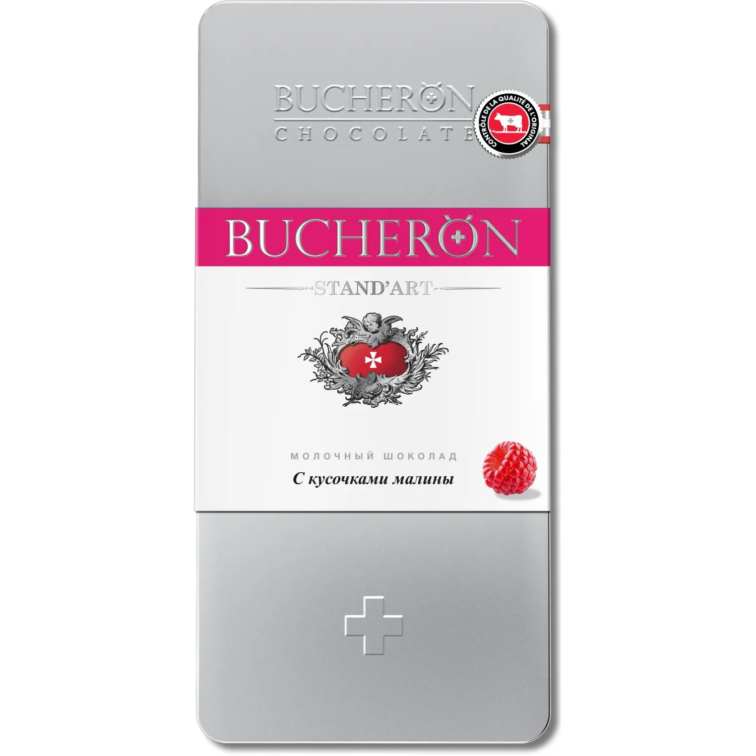 Шоколад BUCHERON молочный шоколад с малиной, ж/б, 100г