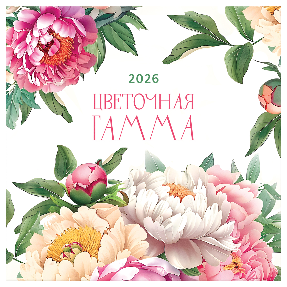 Календарь настенный перекидной на скрепке, 290*290 мм 12л. BG "Цвета", 2026г.