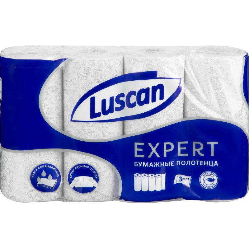 Полотенца бумажные Luscan Expert 3сл с тиснением и перф 4шт/уп