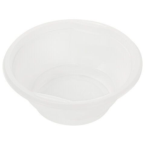 Одноразовые тарелки суповые, КОМПЛЕКТ 50 шт., 0,6 л, СТАНДАРТ, белые, ПП, холодное/горячее, LAIMA.