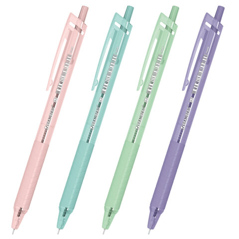 Ручка шариковая автоматическая с грипом BRAUBERG "CLASSIC PASTEL", СИНЯЯ, корпус ассорти, пишущий узел 0,5 мм, линия письма 0,35 м