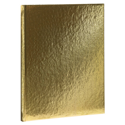 Блокнот А5 167х216 мм, 80 л., твёрдый, бумвинил "METALLIC", клетка, блок 5 цв., HATBER, золото, 084778, 80ББ5В1