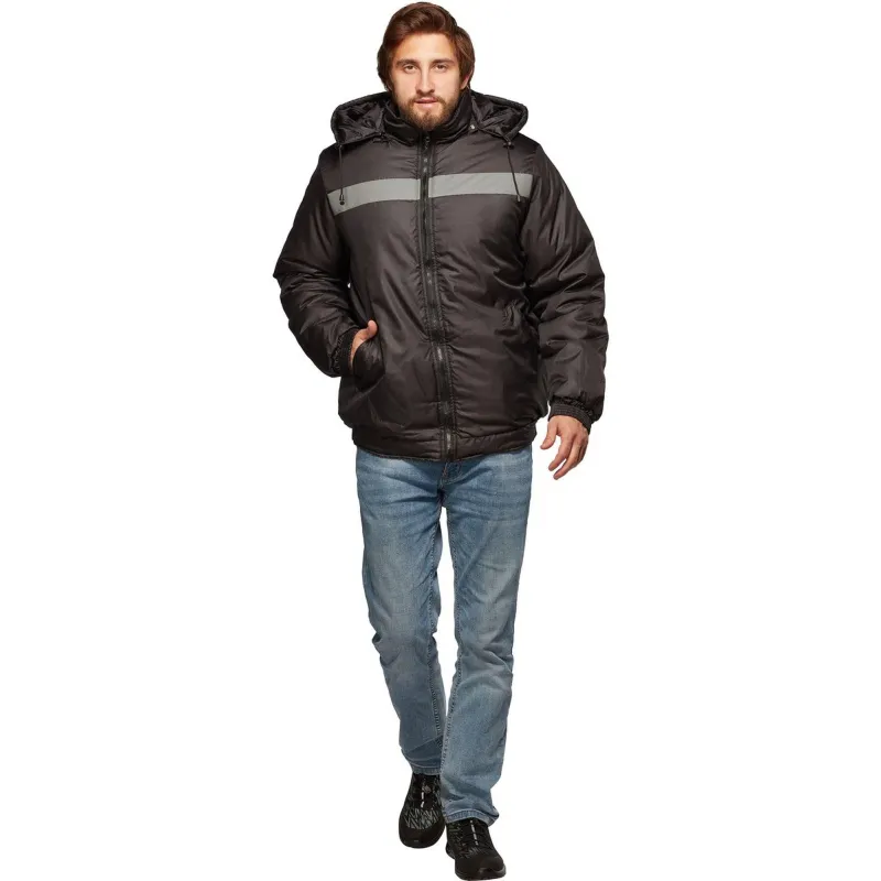 Куртка рабочая зимняя муж бомбер черная (р.60-62)182-188