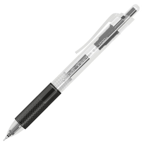 Ручка гелевая автоматическая BRAUBERG "X-WRITER 1700" УВЕЛИЧЕННАЯ ДЛИНА ПИСЬМА 1700 м, ЧЁРНАЯ, игольчатый узел 0,5 мм, линия 0,35