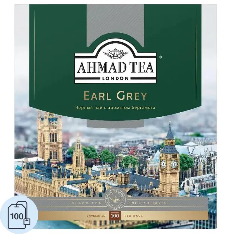 Чай Ahmad Earl grey черный бергамот 100пак/уп