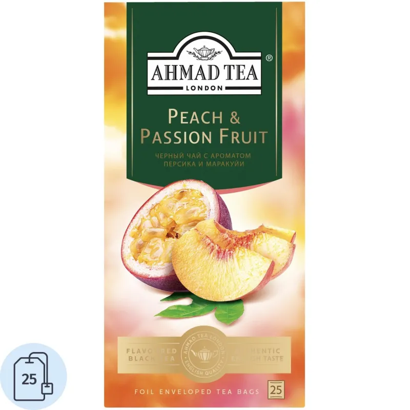 Чай Ahmad Tea черный Персик-Маракуйя 25 пакетиков