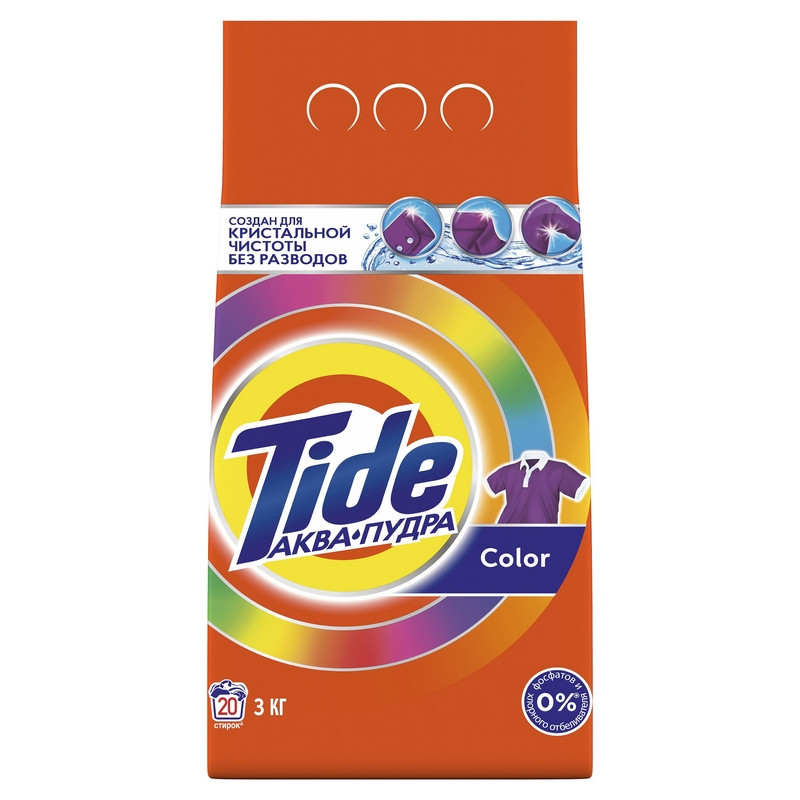 Порошок стиральный Tide Аква Пудра Color автомат 3кг д/цветного белья