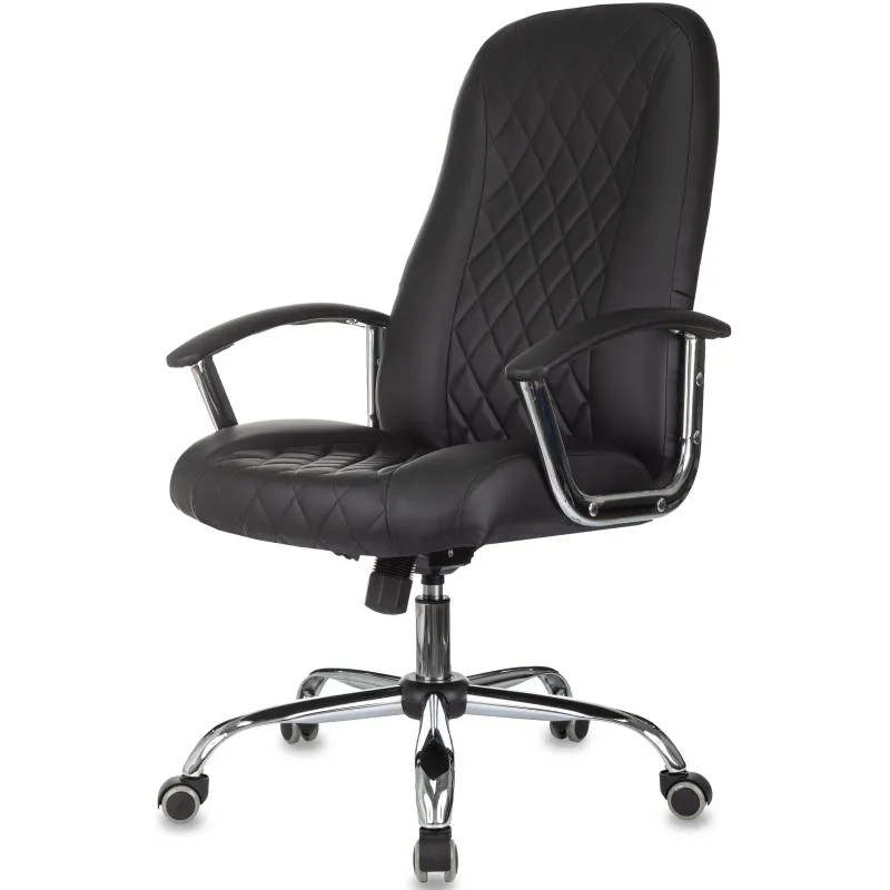 Кресло БР Комус Мебель EChair 658 экокожа (строчка ромб),черный, хром