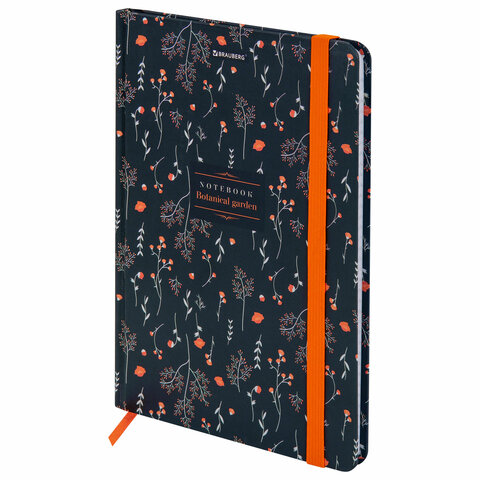 Блокнот с резинкой в клетку 96 л., А5 145х203 мм, твердая обложка, BRAUBERG, "Flowers", 116317