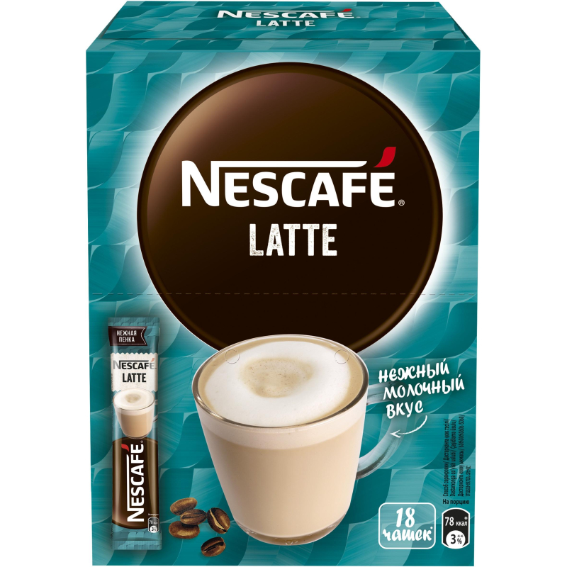 Кофе Nescafe Latte раств., шоу-бокс, 18гх18шт/уп